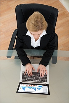 职业女性,工作,财务数据,笔记本电脑