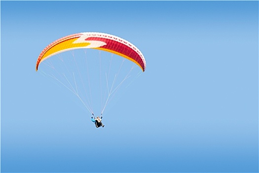 一前一后,滑翔伞,自由,滑行,深,蓝天