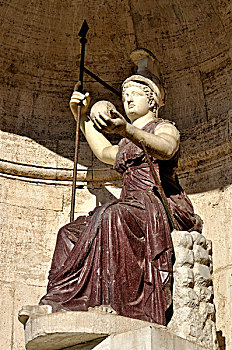 雕塑,女神,罗马,邸宅,宫殿,广场,坎皮多利奥,首都,拉齐奥,意大利,欧洲