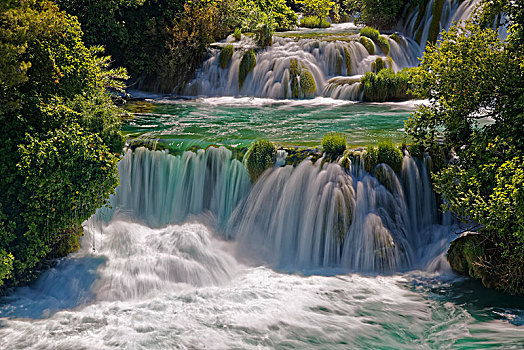 瀑布,国家公园,卡尔卡,达尔马提亚,克罗地亚,欧洲