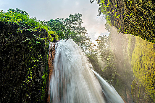 瀑布,溪谷,空气,东方,爪哇,印度尼西亚,亚洲