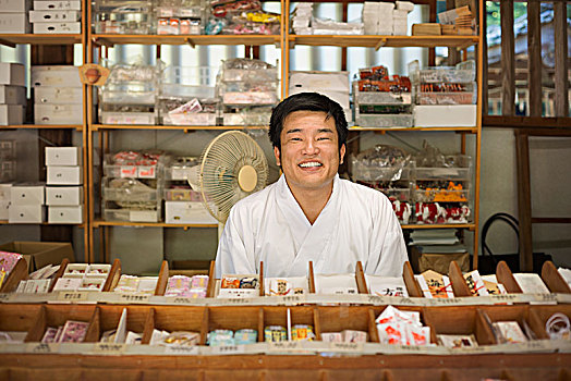 业务员,穿,白色,和服,日本神道,神祠,福冈,日本