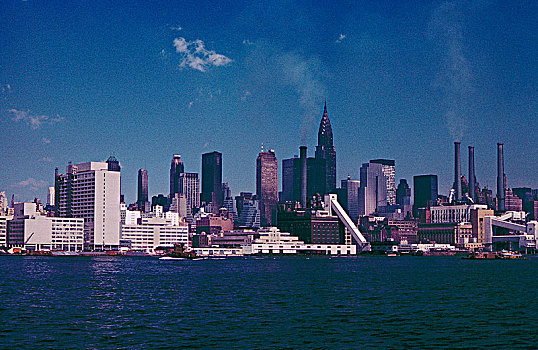天际线,克莱斯勒大厦,市中心,纽约,美国,八月,城市,摩天大楼,历史