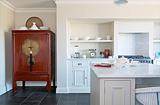 厨房操作台,东方,柜橱,合适,白色,厨房,柜厨