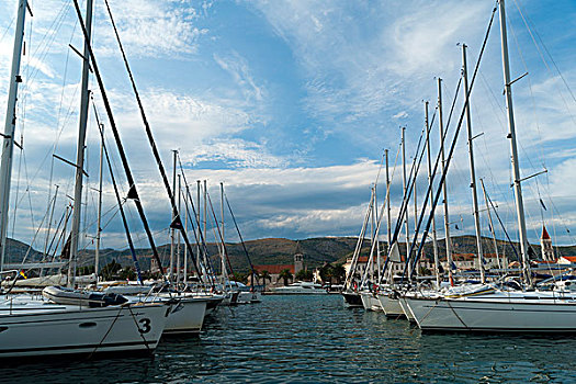 船,港口,特洛吉尔,克罗地亚