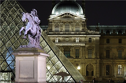 卢浮宫,夜晚,法国