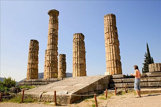 阿波罗神庙,多利安式,柱子,特尔斐城,希腊