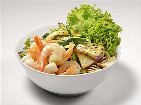 碗,蔬菜沙拉,虾