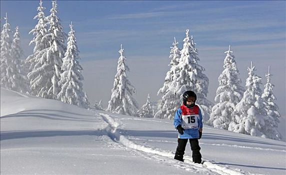 边缘,障碍滑雪,孩子,德国