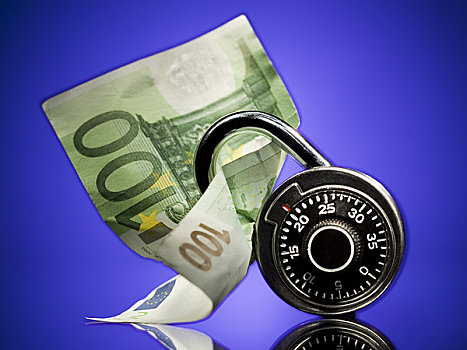 密码锁,100欧元,钞票