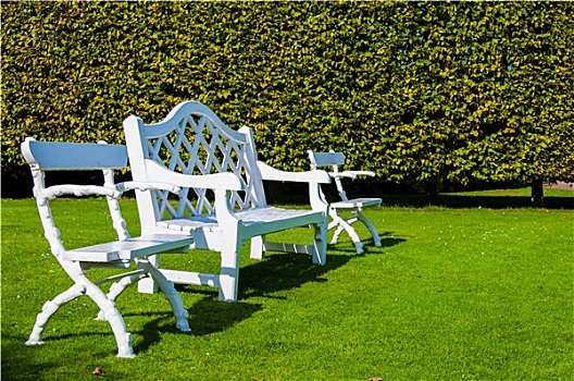 白色,木制长椅,椅子,乡村,英国,公园