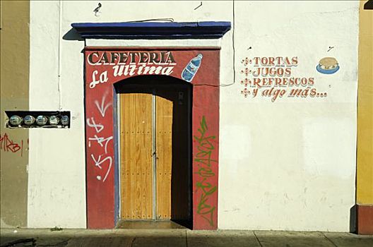 彩色,墙壁,老城,瓦哈卡,墨西哥