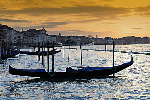 小船,大运河,黎明,威尼斯,威尼托,意大利