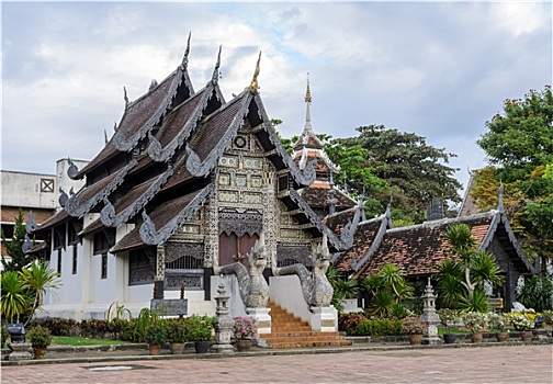 古老,木质,寺院,契迪,庙宇,清迈,泰国
