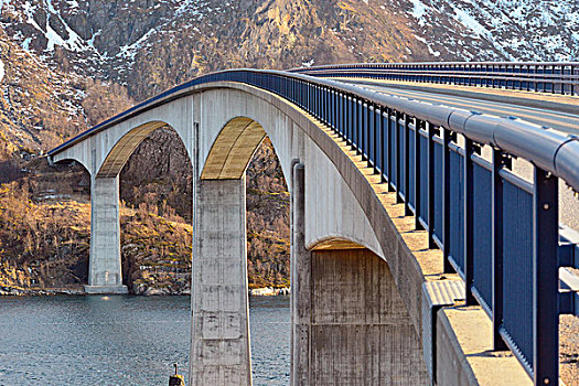 水泥,桥,跨越,风景,岛屿,山,韦斯特阿伦,诺尔兰郡,挪威,欧洲