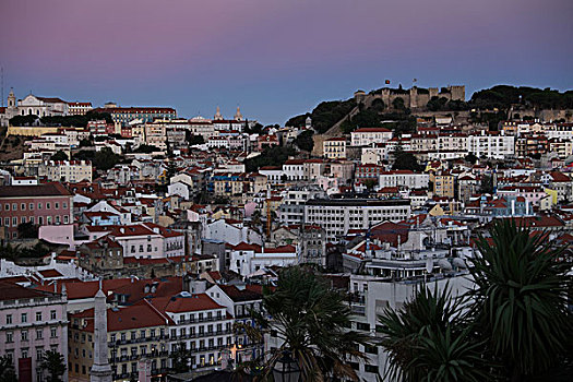 城市,里斯本,黄昏,葡萄牙