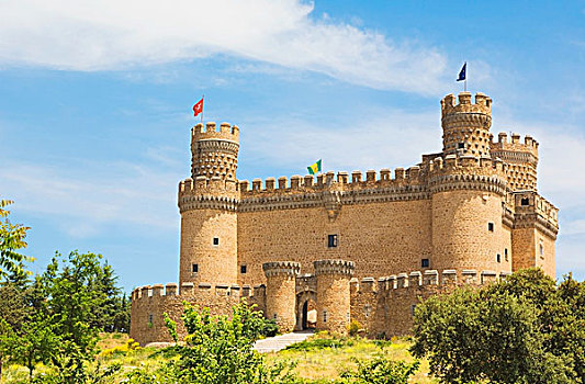 15世纪,城堡,门多萨,曼萨纳雷斯皇家领地,马德里,西班牙