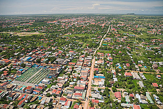 航拍,城市,收获,柬埔寨