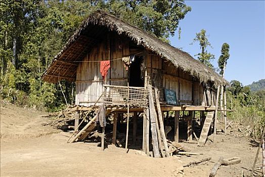 传统,房子,区域,克钦邦,缅甸,北方