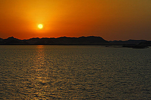 日落,高处,纳赛尔湖,努比亚,埃及,非洲