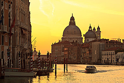 日出,天空,彩色,靠近,玛丽亚,大运河,旅游,威尼斯,意大利,欧洲