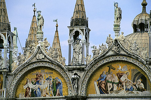 意大利,威尼斯,圣马可广场,镶嵌图案,屋顶