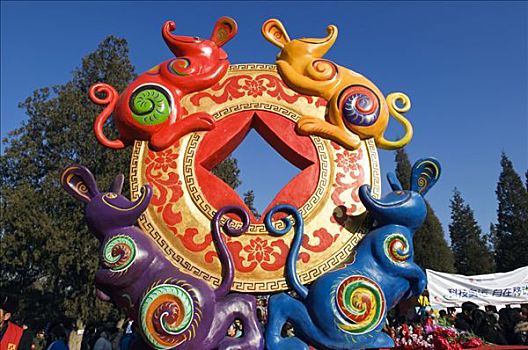 中国,北京,春节,老鼠,装饰,地坛,公园,庙宇