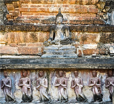 古老,佛像,素可泰,历史,公园,泰国