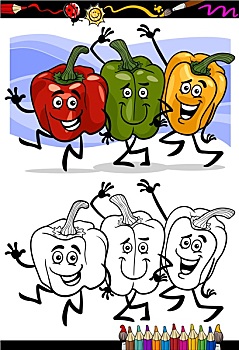 蔬菜,多,卡通,上色画册