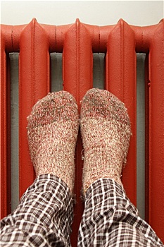 脚,羊毛袜,温暖,暖气
