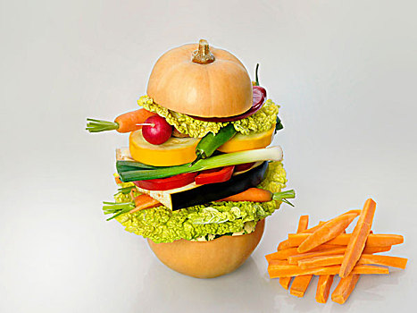 健康饮食,插画,生食,素食汉堡,胡萝卜,松脆食品