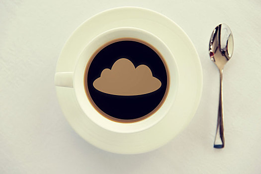 咖啡杯,云,剪影,勺子