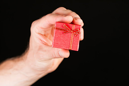 手,展示,红色,礼物,盒子
