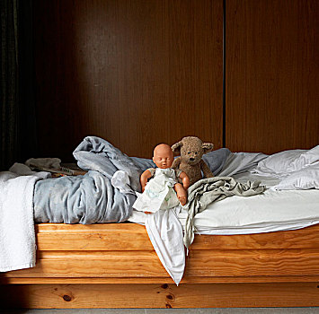 孩子,娃娃,未整理,床,新西兰