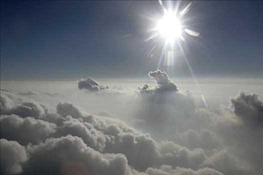 云,太阳,航拍,阿拉斯加,美国