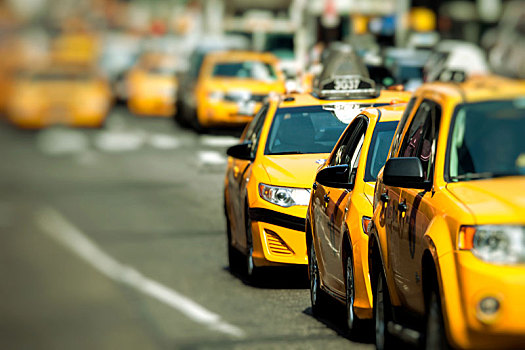 黄色出租车,速度,时代广场,纽约,美国