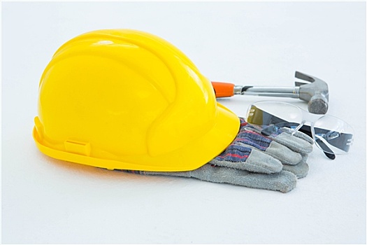 防护手套,锤子,玻璃,黄色,安全帽