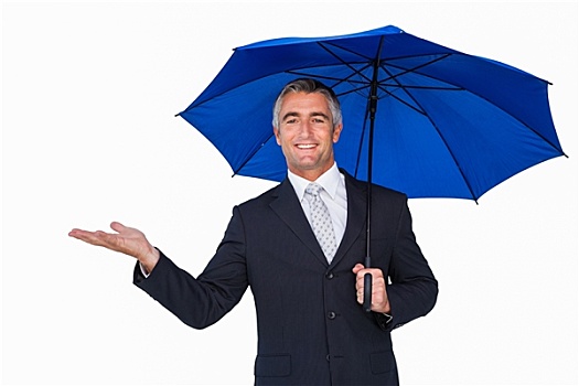 高兴,商务人士,伞,手,室外