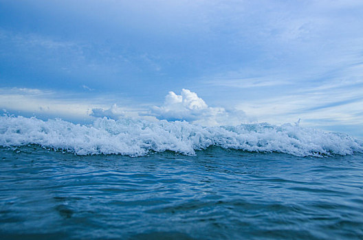 海浪,浪花,波浪,水浪,波纹,浪潮,浪,海洋,大海,海,海水,海平面,起伏,波幅,水,溅,蓝色,深蓝,冷色,移动,动感,流动,流线,纯,特写,蓝天,白云