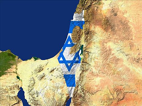 卫星图,以色列,旗帜,遮盖