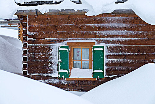 奥地利,蒙塔丰,积雪,滑雪小屋