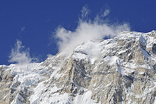 尼泊尔,安纳普尔纳峰,保护区,凹槽,顶峰,一个,跋涉,喜马拉雅山,山脉,西部