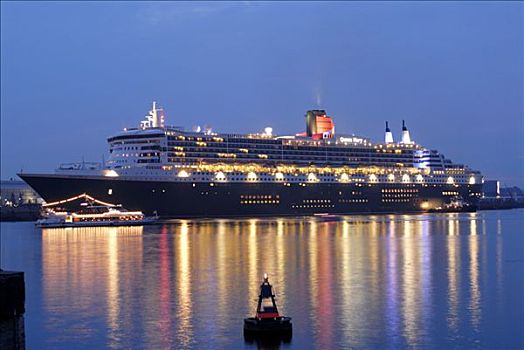 游船,玛丽女王二世号,汉堡港,德国