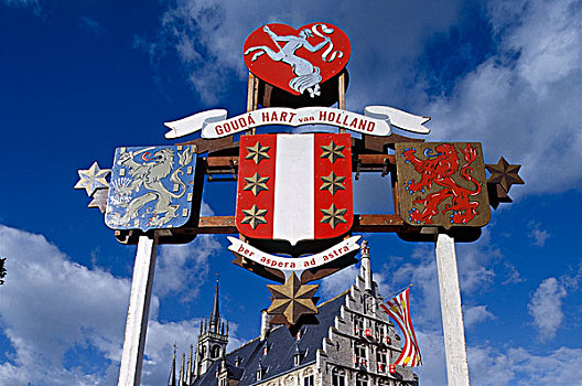 荷兰,古达干酪,老城,市政厅,纹章