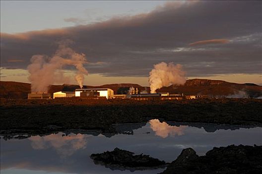地热温泉,发电站,蓝色泻湖,冰岛,欧洲