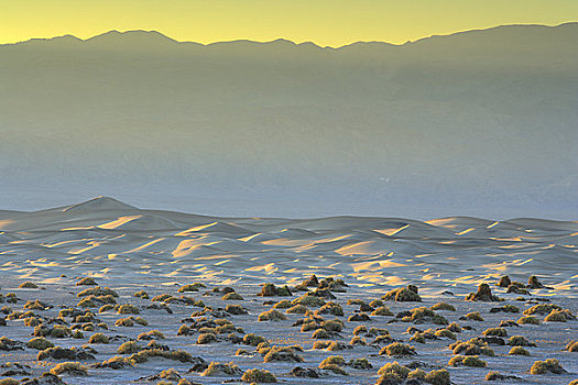 沙丘,沙漠,山脉,背景,马斯奎特沙丘,死谷,死亡谷国家公园,加利福尼亚,美国