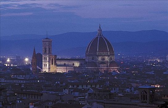 风景,佛罗伦萨,光亮,大教堂,黎明,黃昏,托斯卡纳,意大利,欧洲,世界遗产