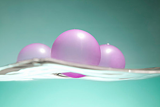粉色,气球,漂浮,表面