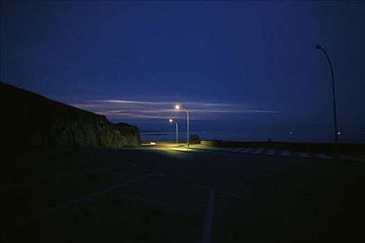 停车场,夜晚,灯笼,加泰罗尼亚,遗址,默普里斯,西班牙,欧洲,暗色