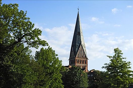 塔,教堂,砖,哥特式,吕内堡,下萨克森,德国,欧洲